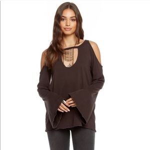 Chaser Cold Shoulder Bell Sleeve Top